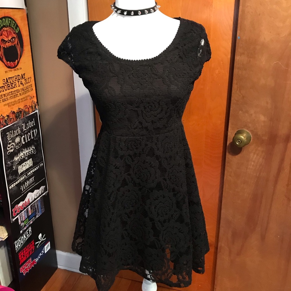Black lace dress love on a hanger - Small